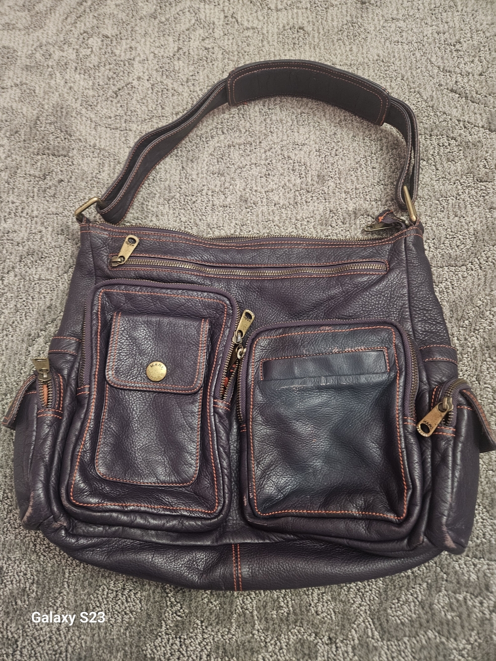Marc Jacobs VTG Purple Leather Hobo Shoulder Distressed Purse Bag Rare